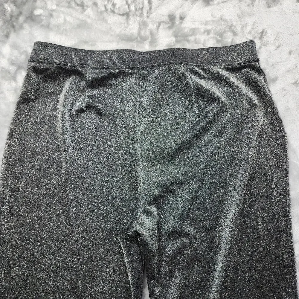 Maurices Pants Womens XXL SHORT Silver Metallic Sparkle High Rise Wide Leg Flare